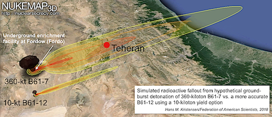 simulated fallout from B61-7 v. B61-12