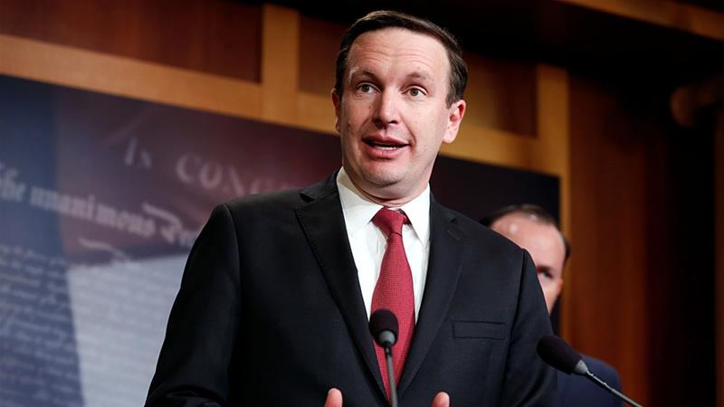 Senator Chris Murphy speaks after the senate voted on a resolution ending US military support for the war in Yemen [File: Joshua Roberts/Reuters]