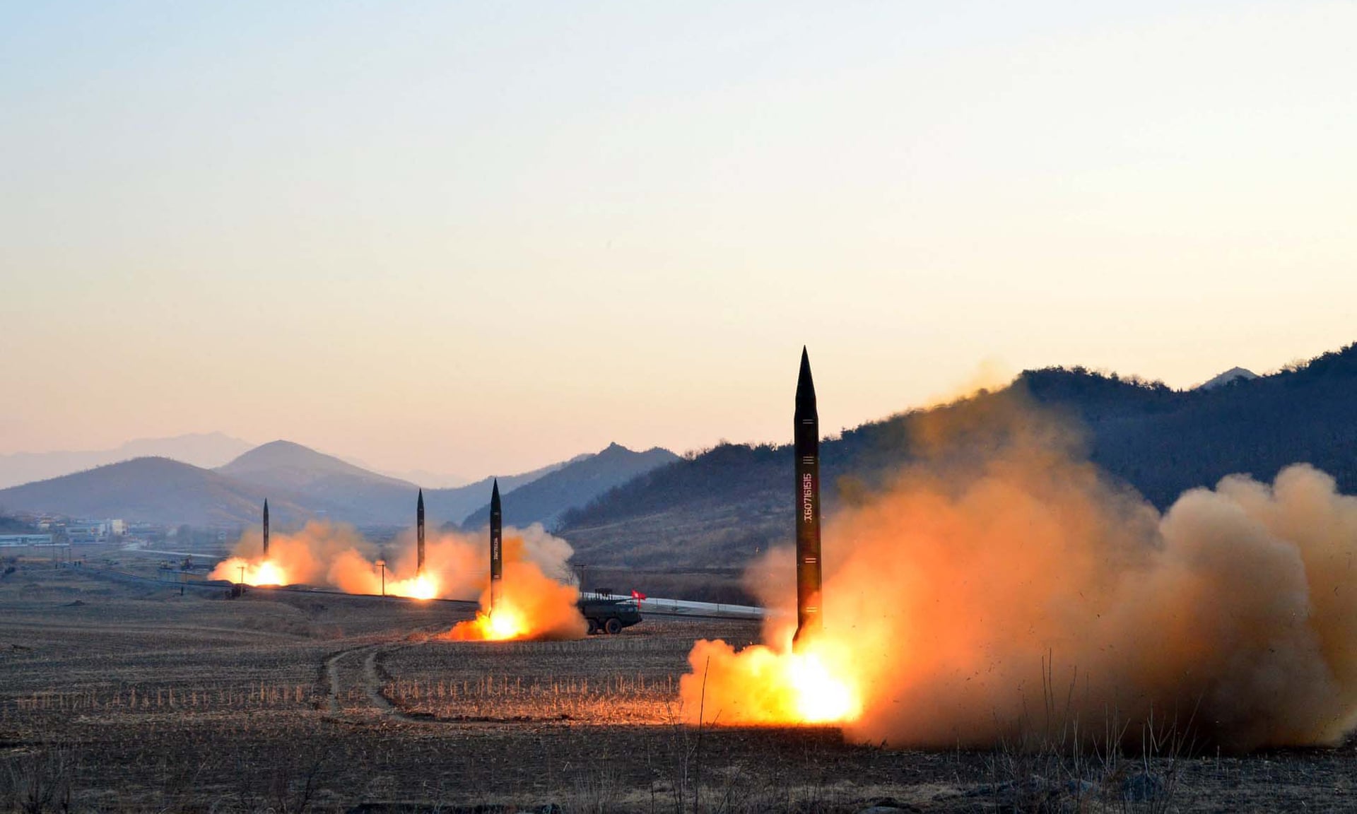 North Korean ballistic missiles. The document said nuclear weapons could ‘create conditions for decisive results and the restoration of strategic stability’. Photograph: STR/AFP/Getty Images