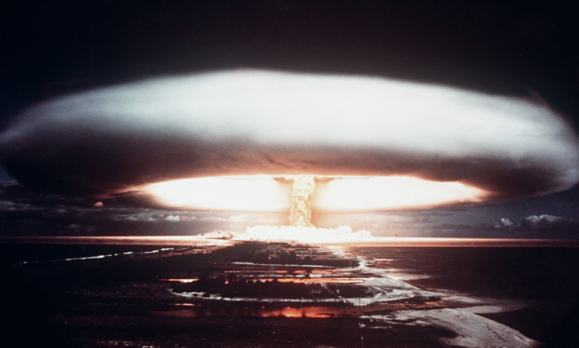 A 1971 French nuclear test explosion on Mururoa atoll in the southern Pacific Ocean. Photograph: AFP