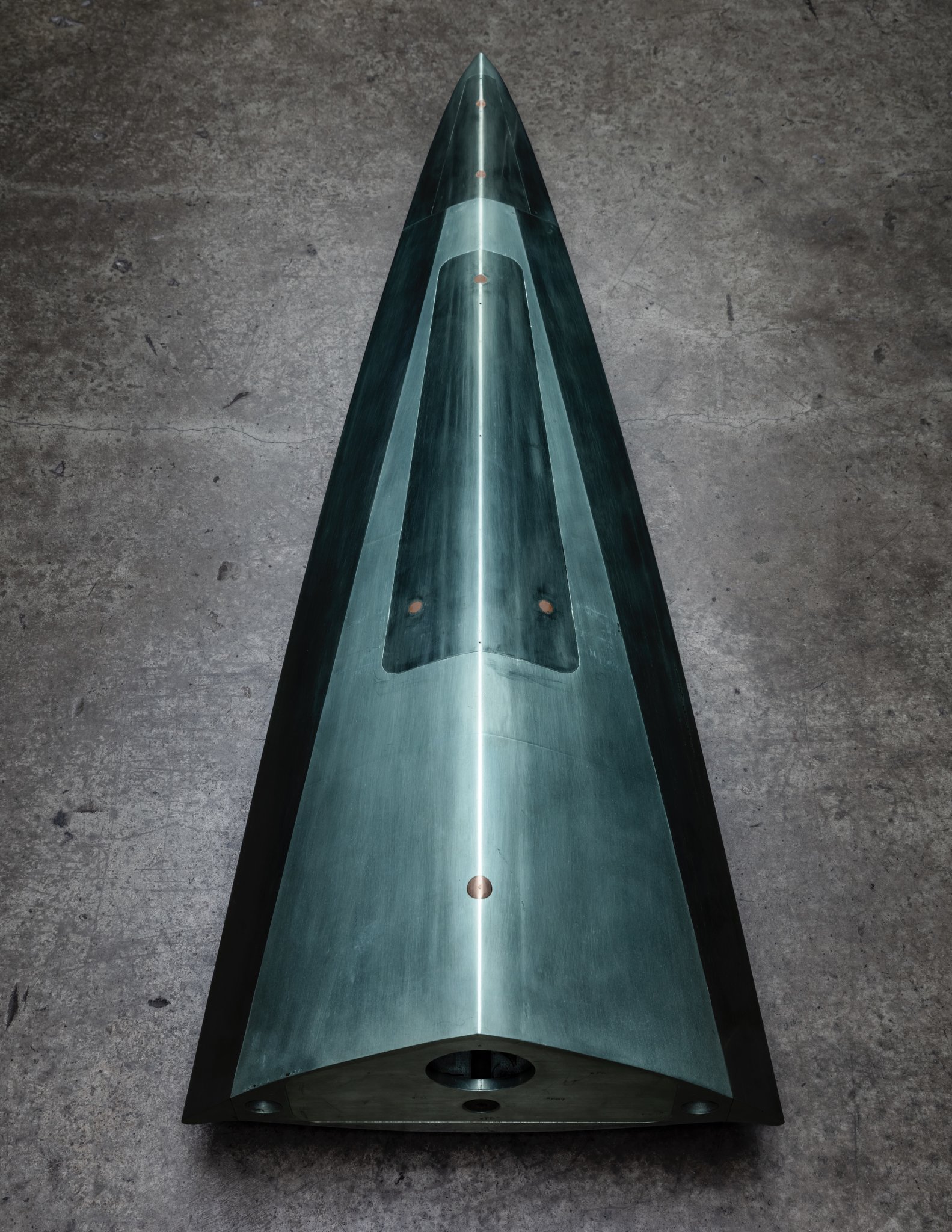 A Mach 14 Waverider glide vehicle, which takes its name from its ability to generate high lift and ride on its own shock waves. This shape is representative of the type of systems the United States is developing today. Credit: Dan Winters for The New York Times