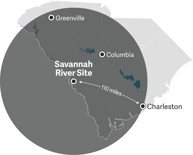 Map of the Department of Energy's Savannah River Site ( SRS ) located