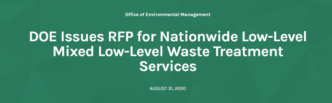 Energy Dept. Taking Bids for Nationwide Waste Treatment Services